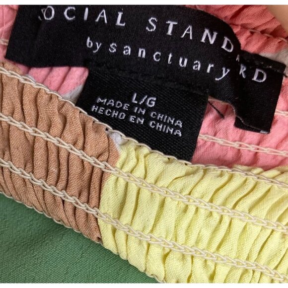 Social Standard SANCTUARY Smocked Midi Dress Large L Fiesta Pastel Floral EUC - Picture 10 of 15